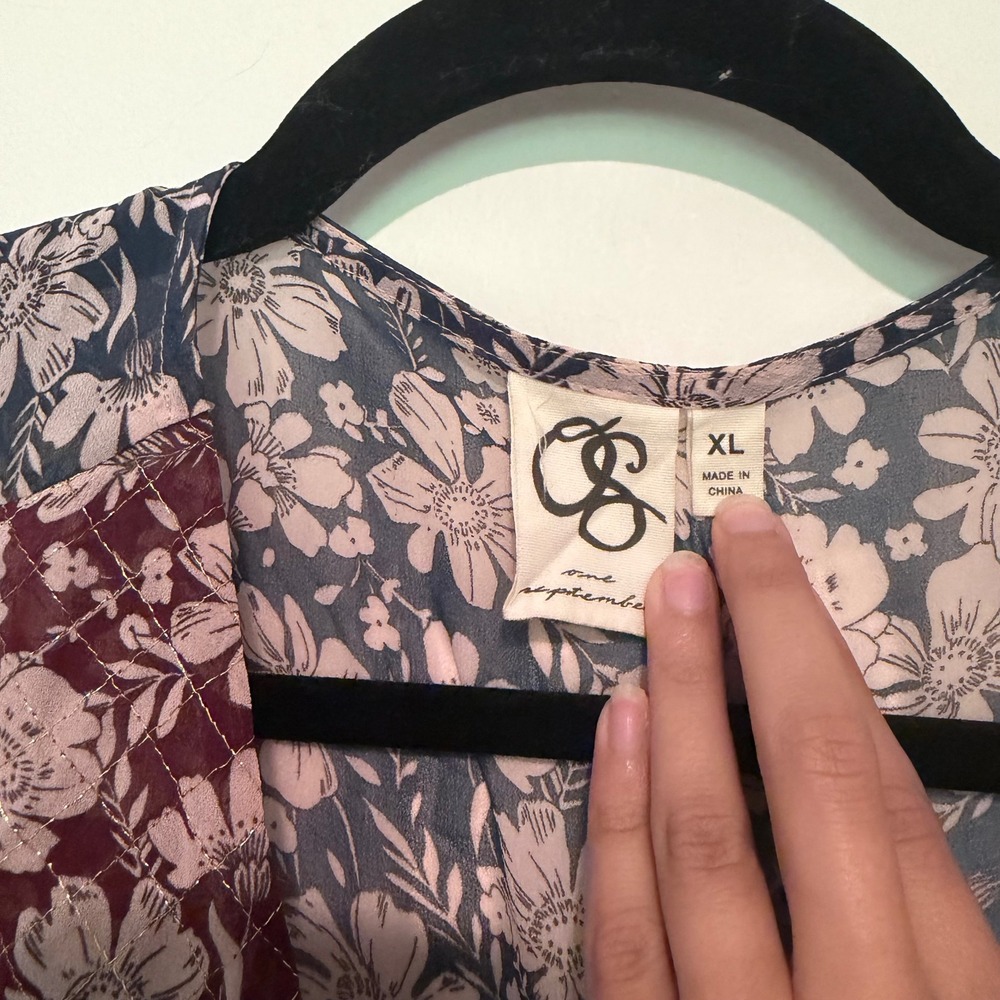 One September Anthropologie Desert Floral Midi Dress XL Burgundy Navy Boho - Picture 4 of 5